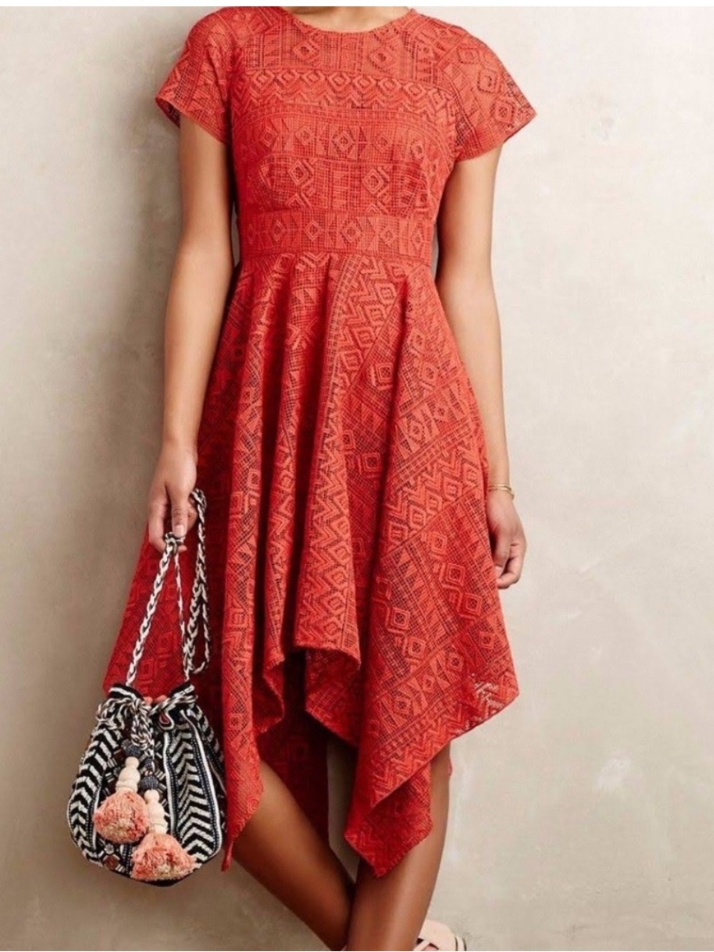 Anthropologie Maeve Prima Lace Handkerchief Hem Dress Size 2